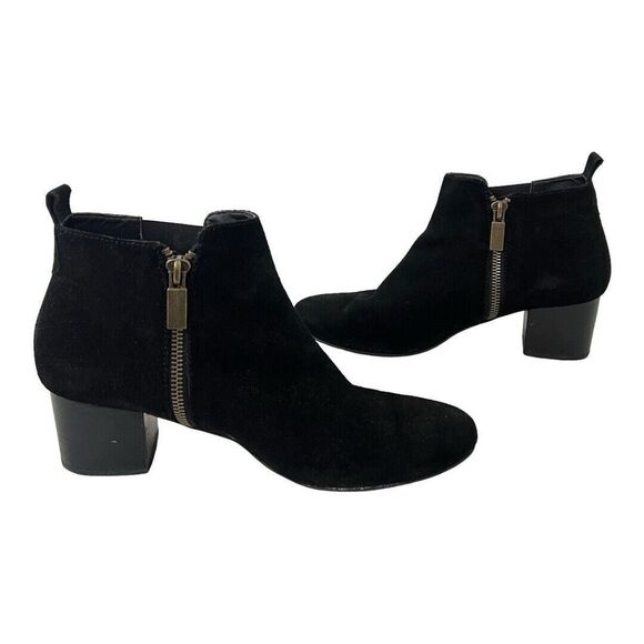 Able Womens Size 8 Black Suede Side Zip Ankle Boot Bootie - Picture 5 of 9